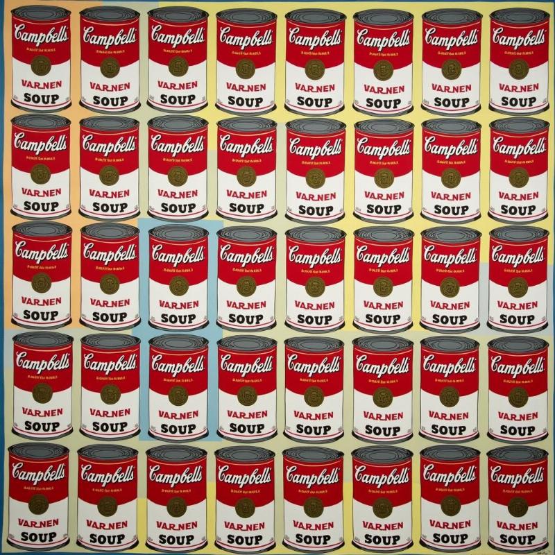 Andy Warhol's iconic Campbell's Soup Cans, a symbol of Pop Art's embrace of consumer culture