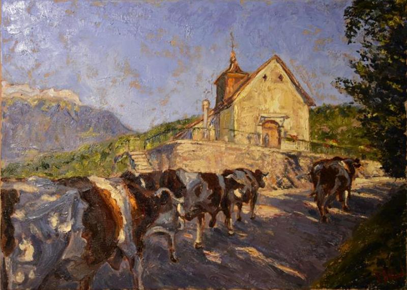 Artiste peint sur canal à Annecy, atelier peinture inspiration locale