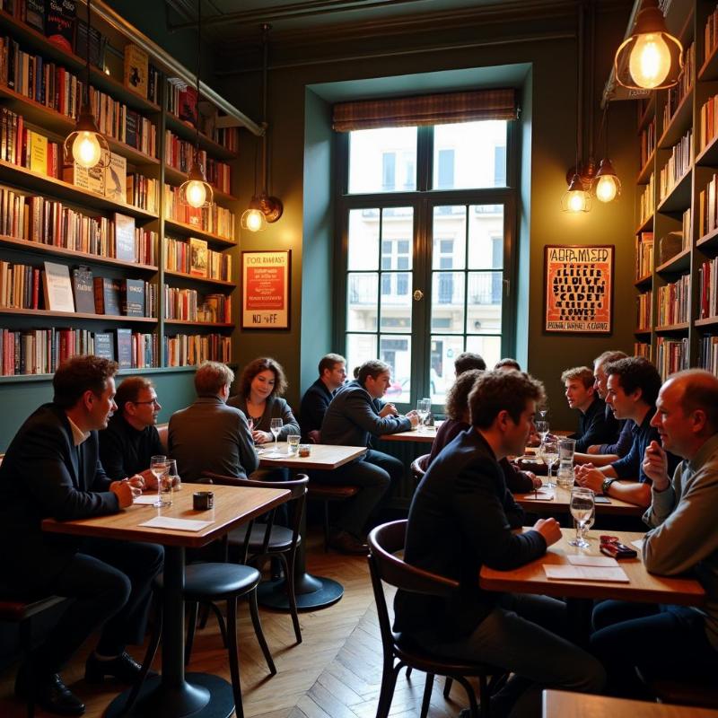 Café littéraire parisien : une discussion animée sur la littérature française moderne