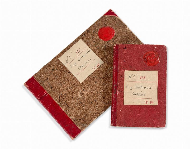 Carnet de croquis et dessins d'Eugène Delacroix, illustrant sa technique et son processus créatif.