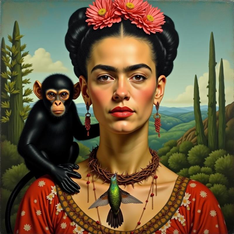 Frida Kahlo Autoportrait avec Singe et Collier analyse