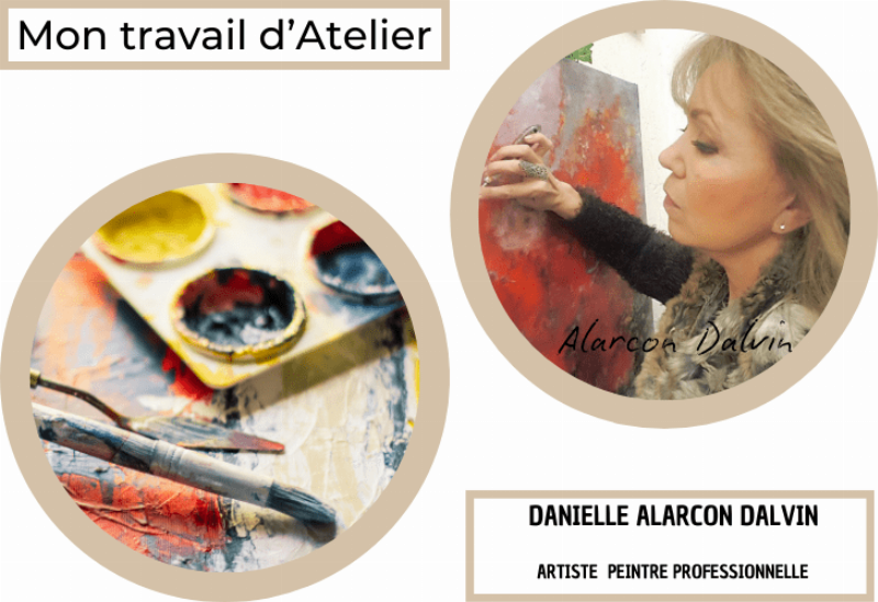 Intérieur d'une galerie d'art française présentant plusieurs tableaux abstraits avec des techniques d'impasto peinture vibrantes.