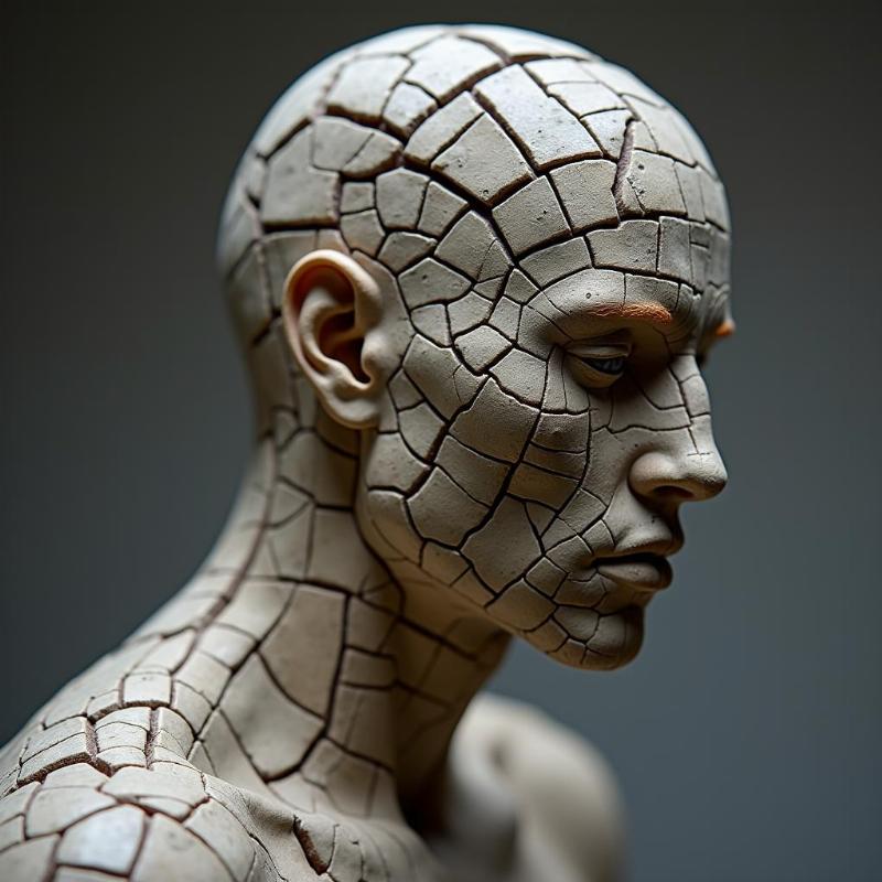 Détail d'une sculpture de Gil Bruvel montrant la fragmentation de la forme humaine