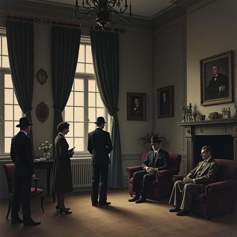 Scène illustrant l'ambiance austère et étouffante de la bourgeoisie provinciale française dans un roman du début des années 1930