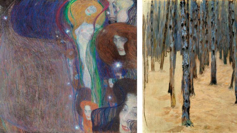 Gustav Klimt Frise Beethoven, installation art total éléments sculpturaux et peinture