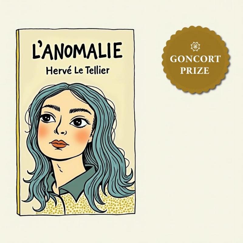 Hervé Le Tellier Anomalie, illustration du roman primé au Goncourt, couverture du livre et logo Goncourt
