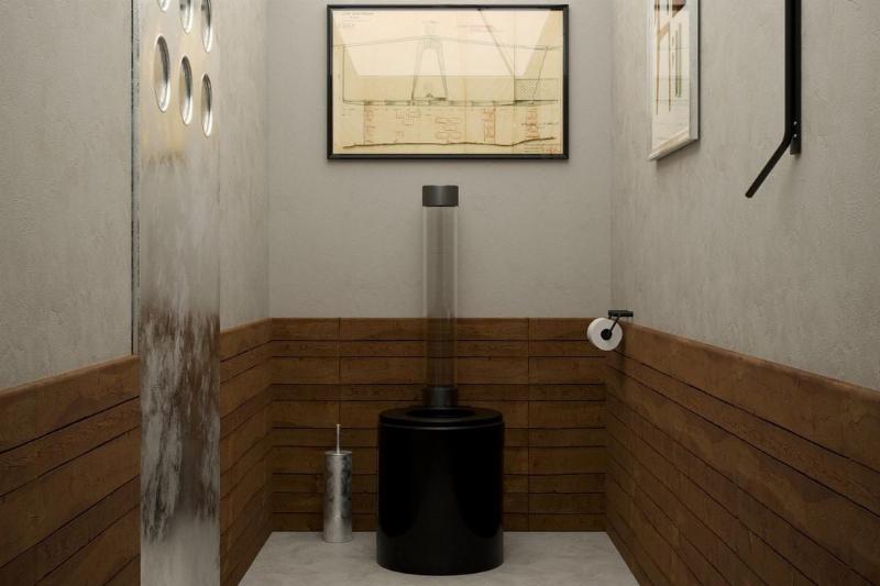 Intérieur de toilettes avec une élégance française raffinée et une couleur de peinture harmonieuse