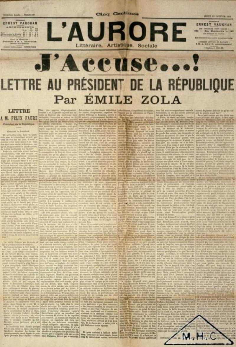 Émile Zola écrivant son article "J'accuse!" pendant l'Affaire Dreyfus