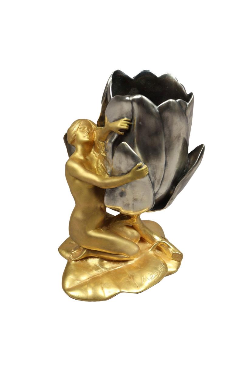 vase art nouveau bronze floral bouval
