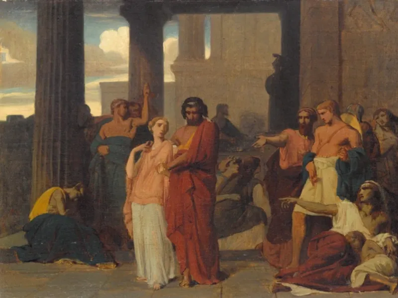 Peinture de la Renaissance française représentant l'étude du nu en académie, avec des étudiants dessinant un modèle