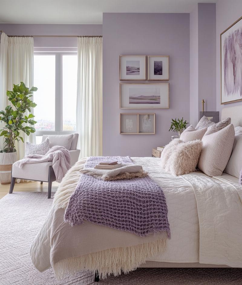 Une palette de peinture tendance pour chambre adulte avec des couleurs douces et des inspirations françaises, créant une ambiance sereine et élégante.