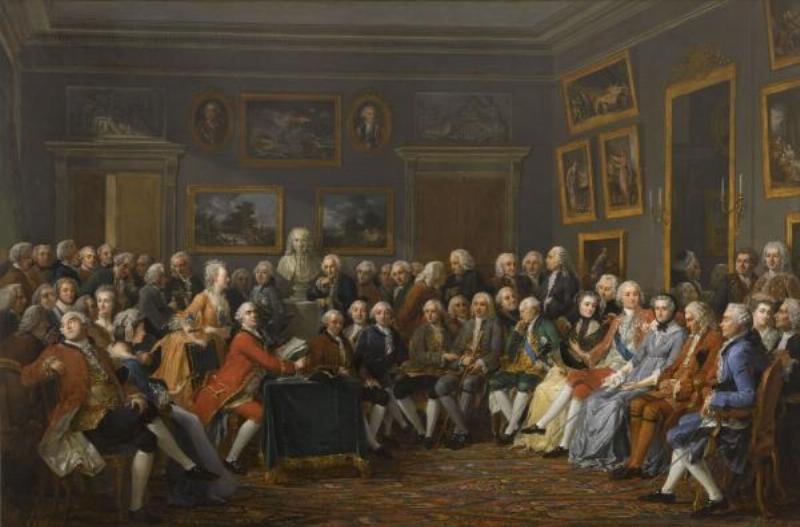 Peinture d'un salon du Siècle des Lumières