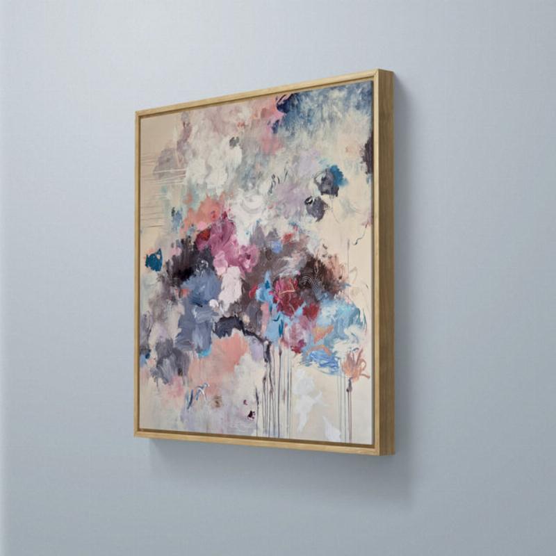 Peinture pailletée abstraite par un artiste français contemporain, jeu de lumière et de texture