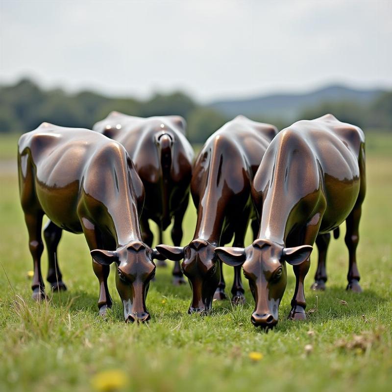 pj mene sculpture groupe vaches champetre detail