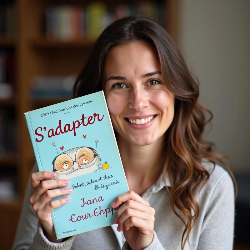 Clara Dupont-Monod, lauréate du Prix Goncourt des Lycéens 2021, tenant son roman "S'adapter".