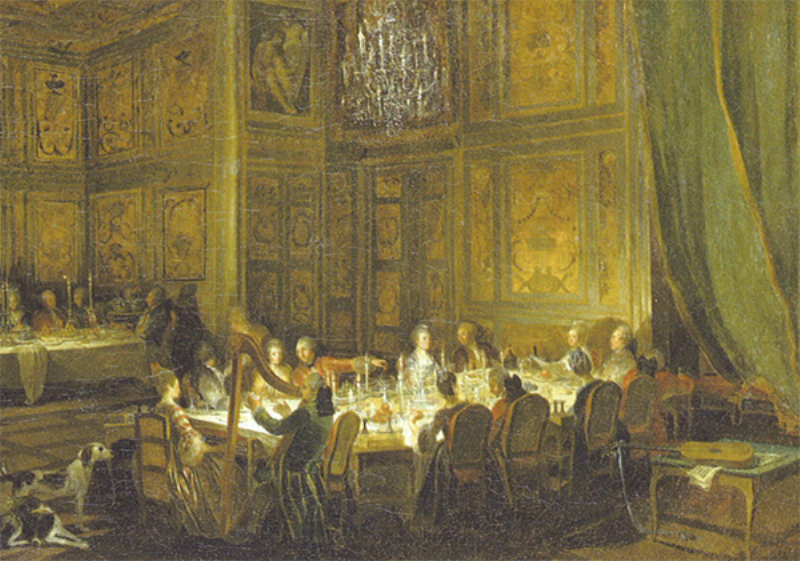 Philosophes et écrivains des Lumières dans un salon littéraire