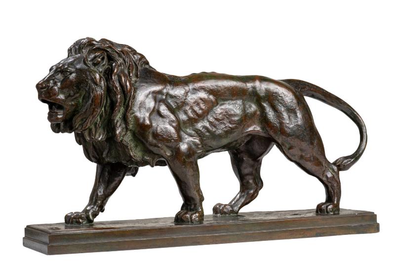 Sculpture de lion en bronze par Antoine-Louis Barye, sculpteur bronze animalier