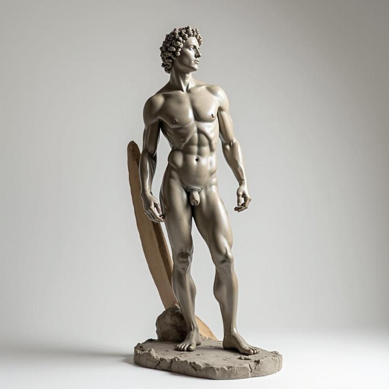 Sculpture contemporaine d'Apollon, réinterprétation moderne du mythe, art abstrait.