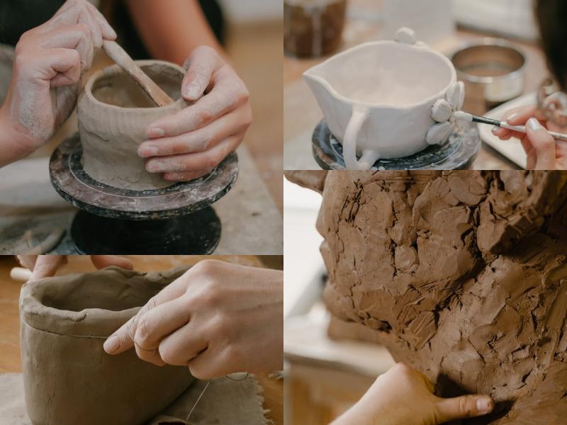 Sculpture argile facile débutant, mains modelant la terre pour une première création artistique