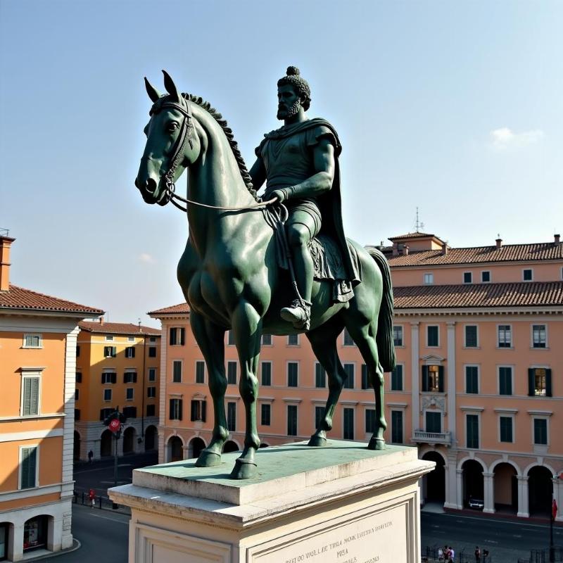Statue équestre de Marc Aurèle à Rome, chef-d'œuvre de l'art romain.