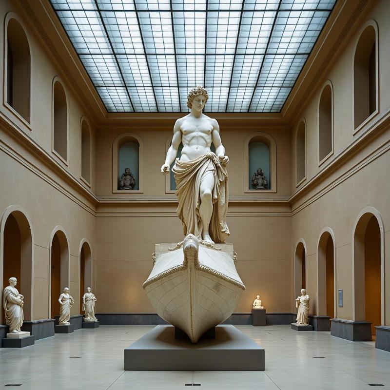 La Victoire de Samothrace vue d'ensemble au Louvre