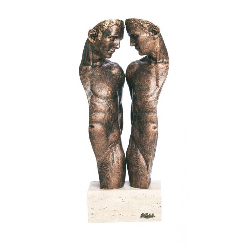 Statuette hibou en bronze, style Art Nouveau, avec des lignes courbes et des motifs floraux