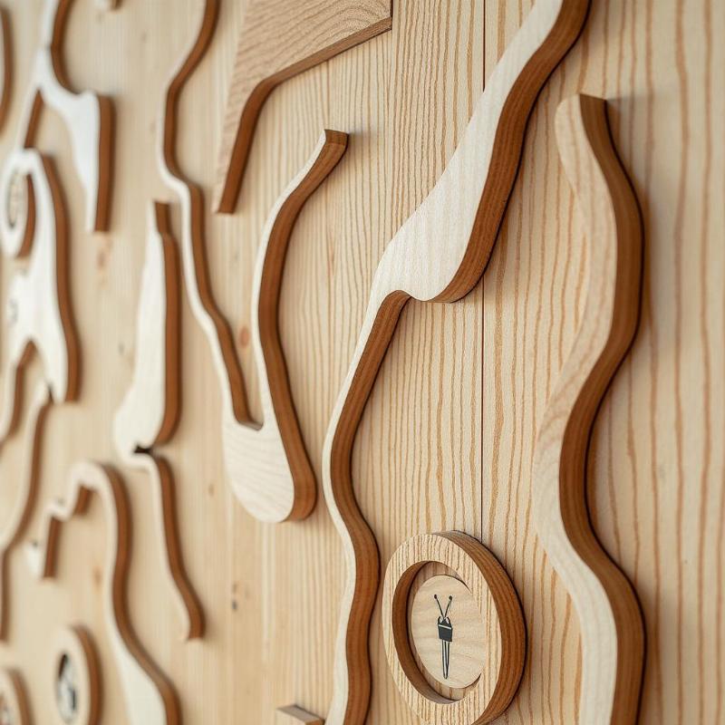 Un tableau mural en bois sculpté abstrait de style moderne