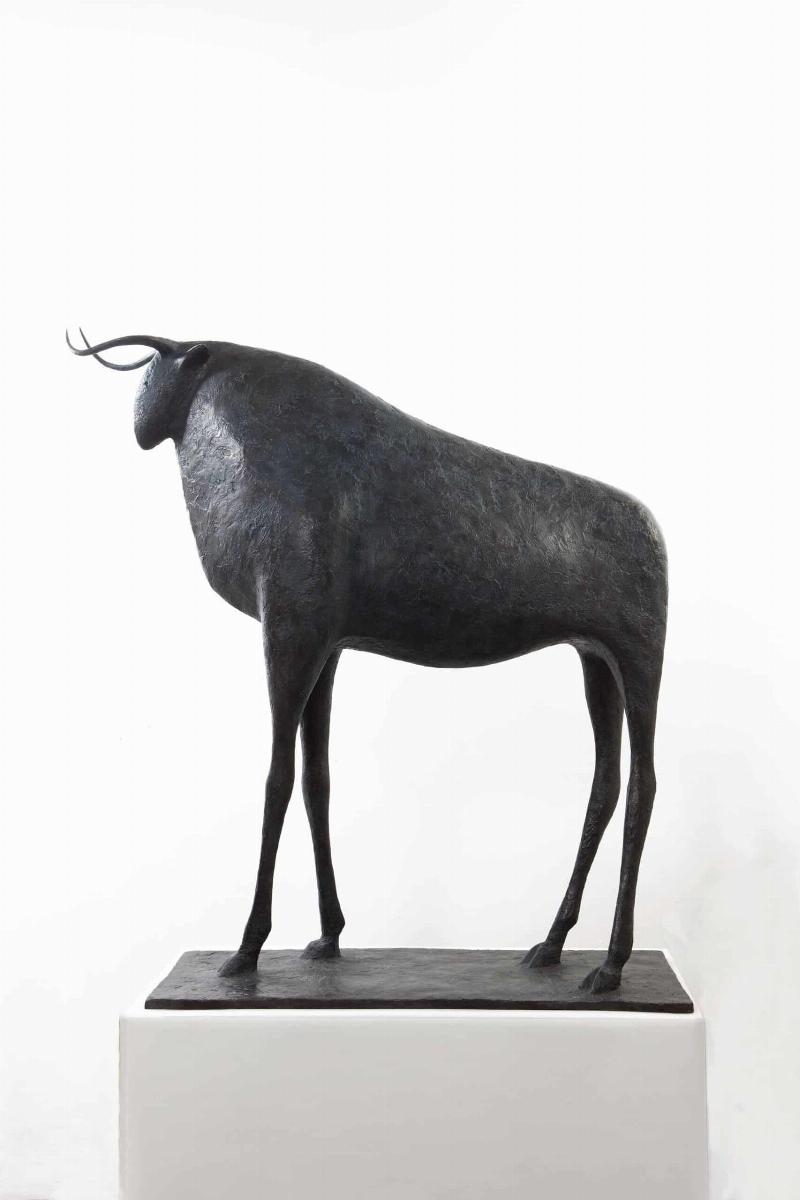 Taureau en bronze contemporain abstrait sculpture galerie