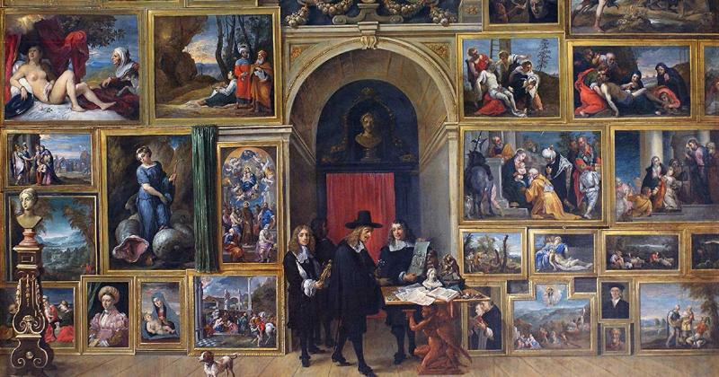 Cabinet d'amateur de Teniers dans une collection française du XVIIe siècle