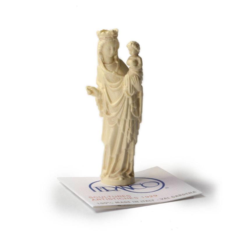 Ancienne statuette Vierge Marie en bois, détails sculpture artisanale