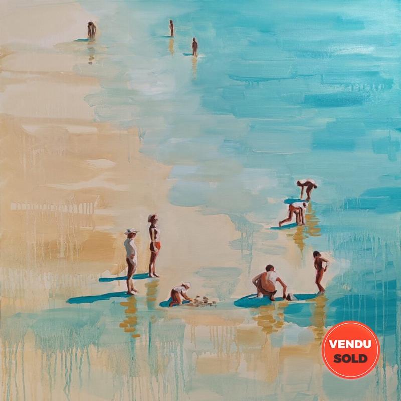 Une œuvre abstraite de peintures de marines contemporaines, explorant textures et couleurs de l'océan avec dynamisme.