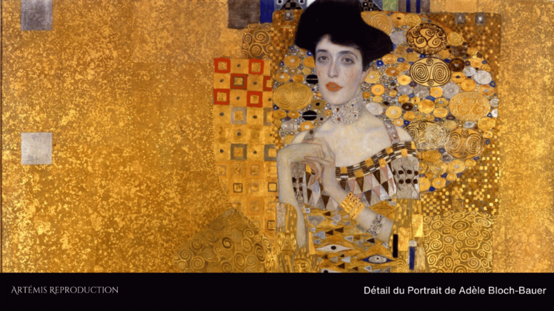 Représentation symbolique de la restitution du portrait d'Adele Klimt, symbole de justice culturelle