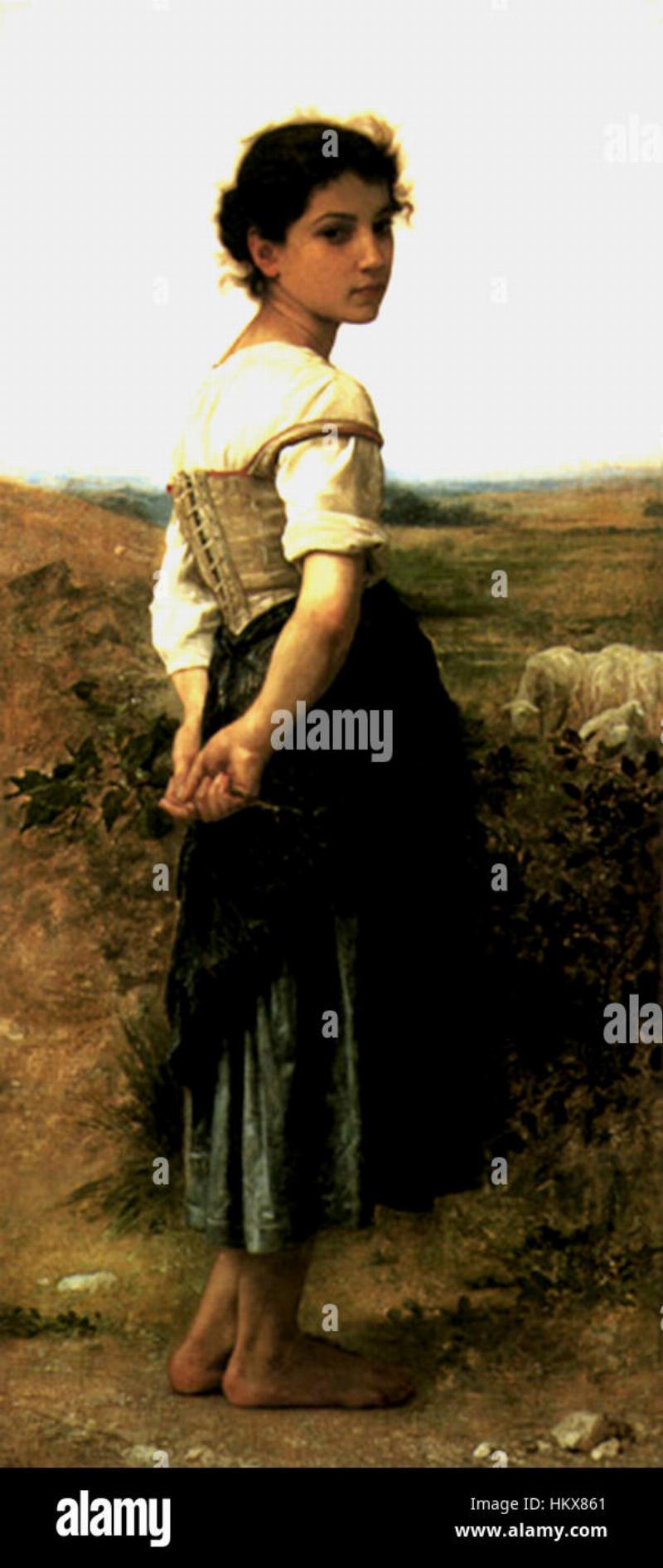 Jeune Bergère d'Adolphe Bouguereau, symbolisant l'innocence et la grâce rurale