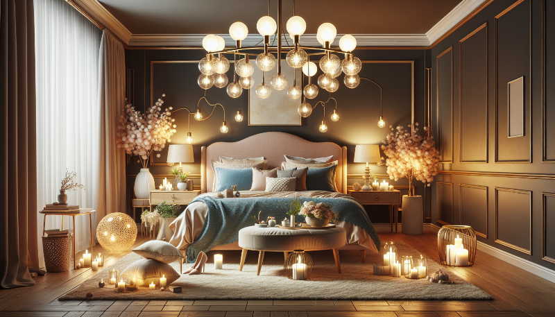 Ambiance cocooning chambre jaune, lumière douce, sensation de bien-être, lecture au lit