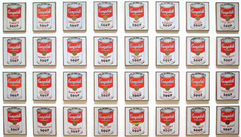 Sérigraphie emblématique d'Andy Warhol : boîte Campbell Soup, essence du Pop Art.