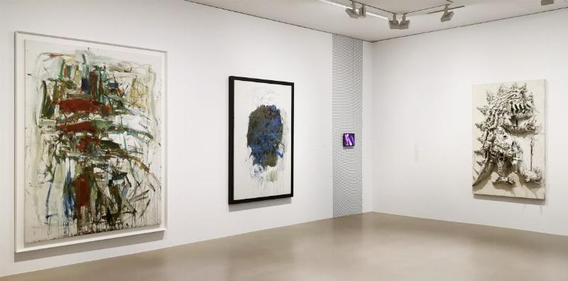 Tableau abstrait par Anna Eva Bergman, lignes géométriques et couleurs terreuses