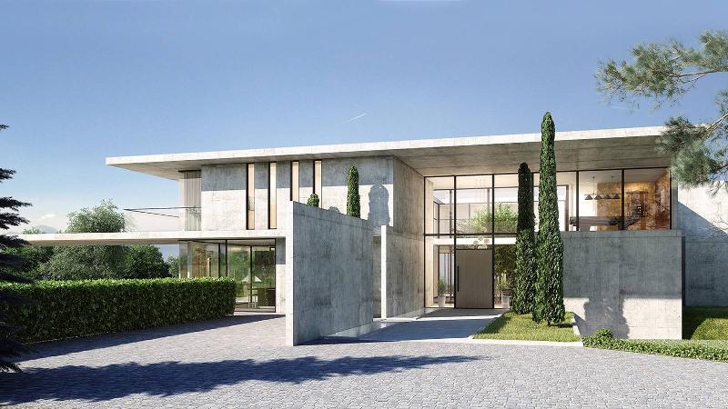 Architecte femme travaillant sur des plans pour une belle maison moderne