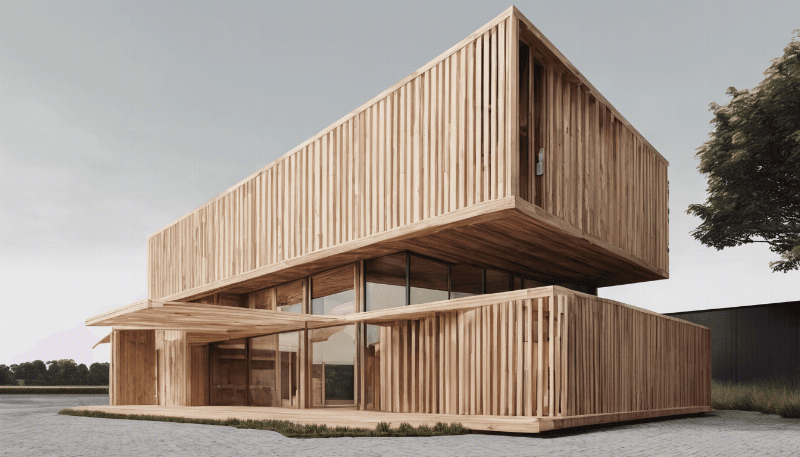 Exemple d'architecture moderne en bois lamellé-collé, intégrant design et durabilité