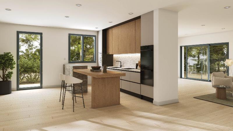 Architecture de maison moderne avec lumière naturelle et design français épuré