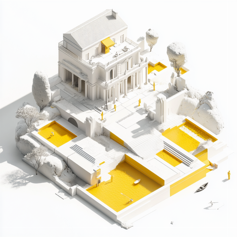 Détails architecturaux mauresques modernes utilisant des matériaux contemporains et des motifs géométriques.