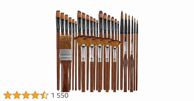 Main d'artiste utilisant un pinceau rond pour ajouter des détails fins à une peinture de paysage