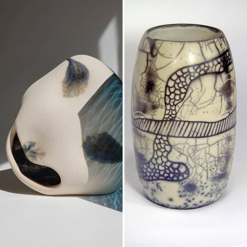 Un artiste français travaillant sur une statue en verre dans son atelier