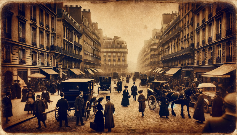 Des auteurs du réalisme et du naturalisme français dans un café avec leurs œuvres classiques