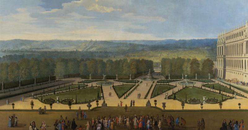 Plan détaillé des jardins du Château de Versailles mettant en évidence les parcours initiatiques