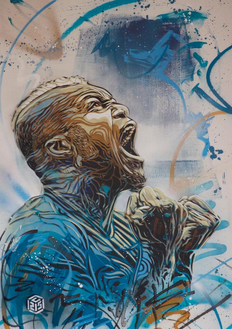 Une exposition d'œuvres de Christian Guémy C215 dans une galerie d'art parisienne