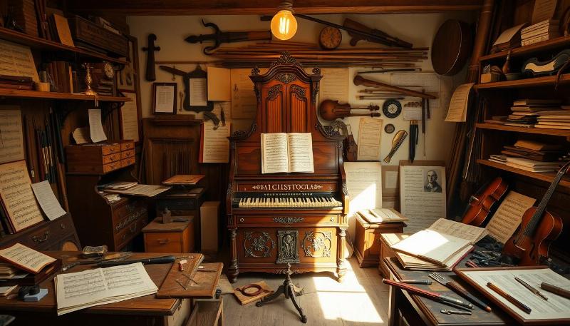 L'influence du clavicorde sur l'évolution du piano, montrant la transition des instruments à clavier au fil des siècles