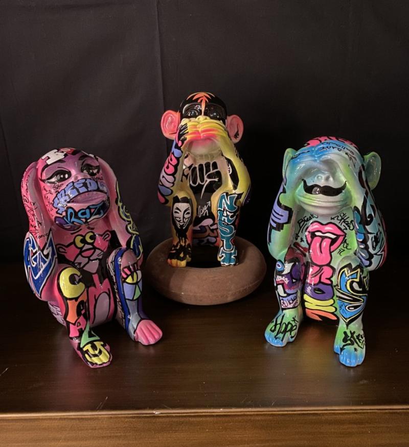 Collection d'art sagesse fusion culturelle, inspiration statuette singe