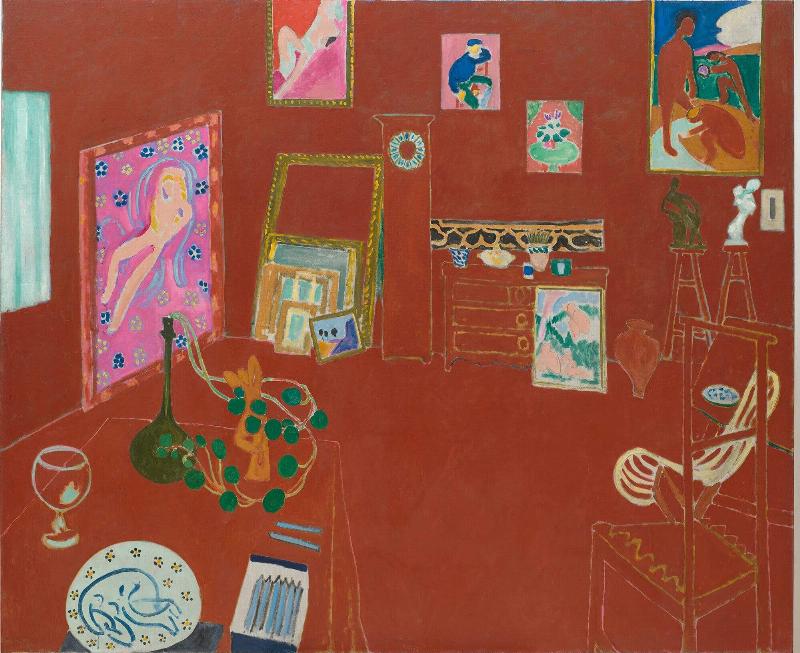 Composition artistique utilisant la peinture rouge acrylique pour créer un chef-d'œuvre harmonieux