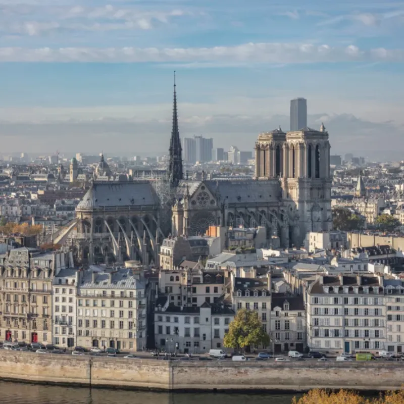 Gargouille détaillée sur les tours de Notre-Dame, témoin de l'art gothique