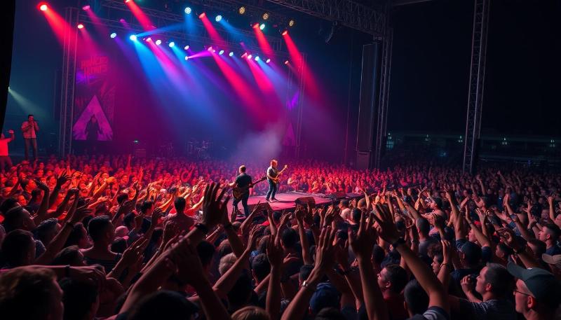 Ambiance vibrante d'un festival pop rock français